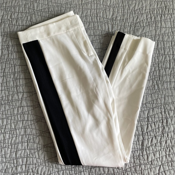 NWT DKNY White Black Side Stripe Business Casual Pants Size...